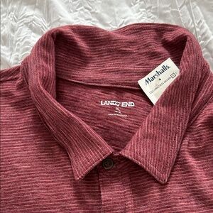 Lands' End Men's Maroon Button Down Shirt